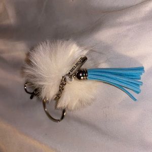 Handmade white believe keychain